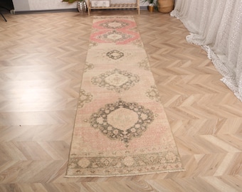 Tappeto 2,6x12,2 piedi, passatoia, tappeto turco, tappeto floreale rosso