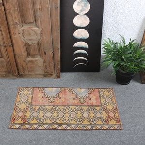 Small Rugs, Turkish Rug, 1.5x3 ft, Vintage Rug, Antique Rugs, Rugs For Bedroom, Yellow Home Decor Rug, Door Mat Rug, Small Tribal Rug,  2598