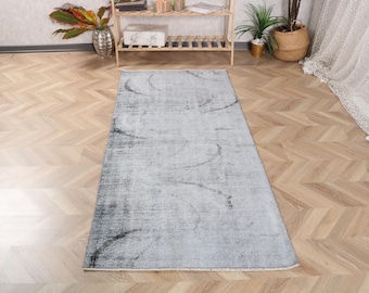 Tappeto decorativo vintage 2,9x6,5 piedi (89 x 199 cm), tappeto turco a righe grigie