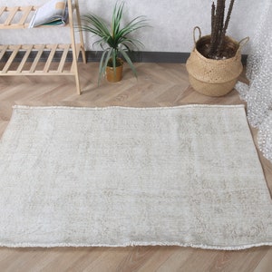 Small Rug, Turkish Rug, Vintage Rug, Antique Rugs, Rugs For Entry, 4.6x3 ft Beige Rug, Bathroom Rug, Anatolian Rugs, Front Door Rug,  2990