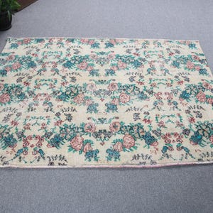 Vintage Turkish Rug, Floral Pastel Carpet, 6x4ft Area Rug, Soft Color Home Decor, Handmade Wool Rug, Anatolian Style, Living Room Decor