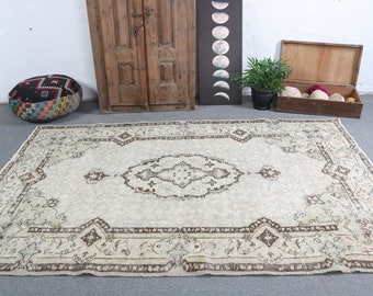 Vintage Rug, Turkish Rug, Large Rug, Oushak Rug, Antique Rug, Rugs For Salon, 5.4x8.5 ft Beige Rug, Bedroom Rug, Large Turkish Rug,  2705