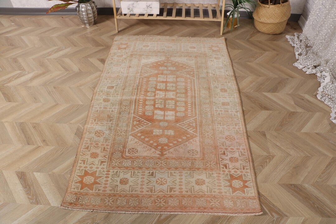 Vintage Turkish Rug, 3x6 Ft Boho Area Rug, Anatolian Carpet