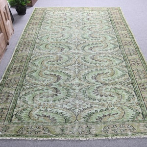 Vintage Rug, 5.5x8.8 ft Large Rug, Overdyed Turkish Rug, Antique Rug, Rugs For Bedroom, Green Home Decor  Rugs, Large Vintage Rug,  2394