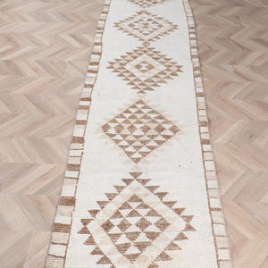 Alfombra vintage, alfombra Herki, alfombra turca, alfombras de pasillo de 3x12, alfombras anatolias, alfombras para pasillo, alfombra beige de 2,6x11,8 pies, alfombra vintage Beni Ourain.