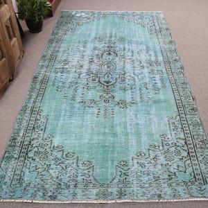 Tapis vintage turc, 4,5 x 9 pi, bleu à pois