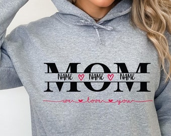 Personalized Mom Hoodie  with kid&#39;s names, custom Mother&#39;s Day Hoodie, Unisex Hoodie, mother’s day gift alternative ,woman gift