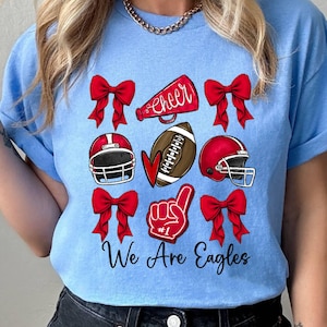 Custom Football Coquette Bow Shirt, Bow Mascot Shirt,  Football Cheer Tee, Football Team Shirt, Bow School Shirt, Cheer Mama Shirt,Football