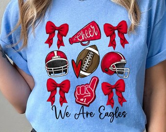 Custom Football Coquette Bow Shirt, Bow Mascot Shirt,  Football Cheer Tee, Football Team Shirt, Bow School Shirt, Cheer Mama Shirt,Football