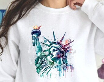 The Statue of Liberty Printed Sweatshirt, Liberty Unisex shirt, Gift for trip, Streetwear Gift, Gifts for New Yorker, NYC State Gift