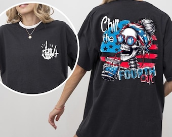 Divertida camiseta retro de esqueleto, cómoda y colorida, camiseta patriótica del 4 de julio, camiseta gráfica de celebración de la libertad de EE. UU.