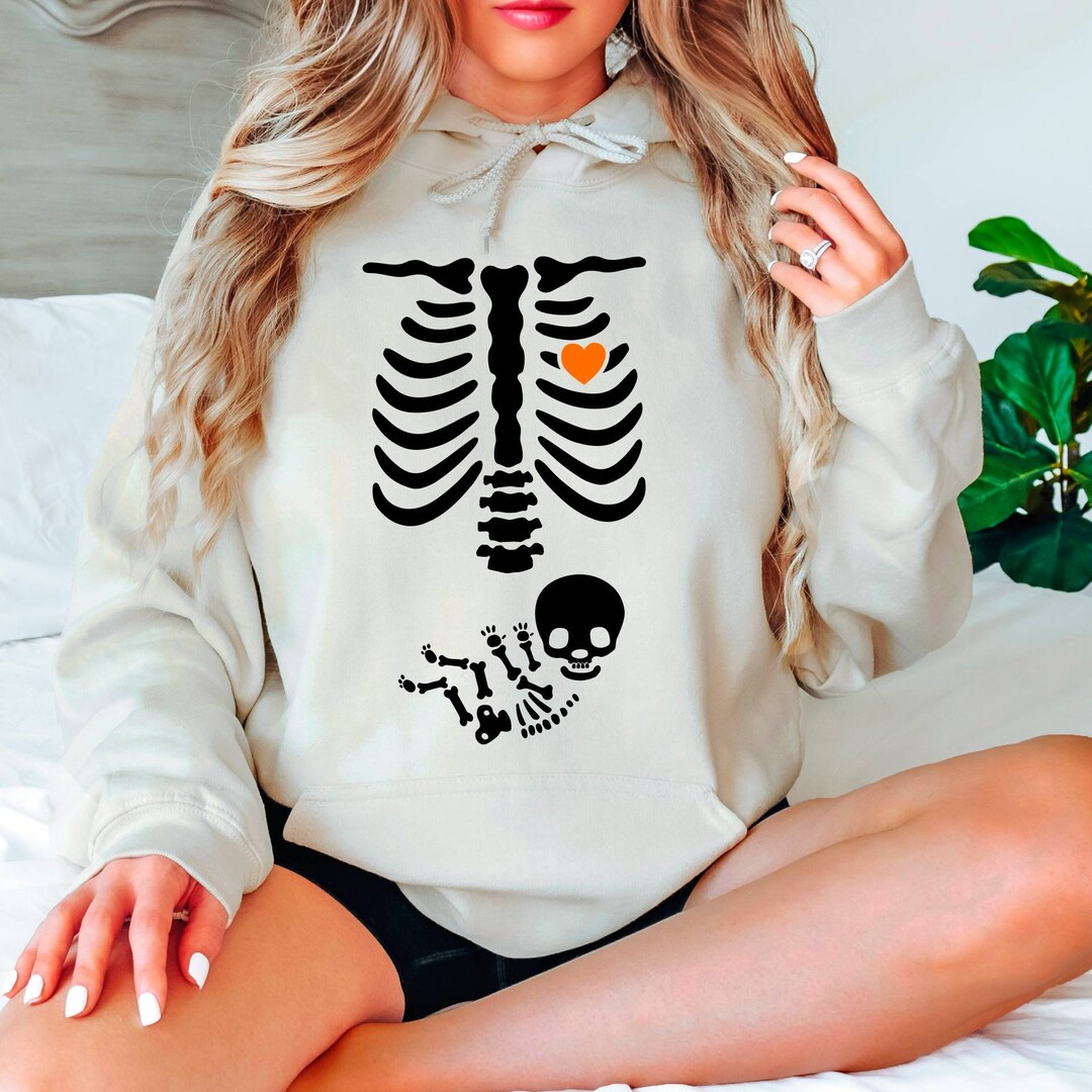Pregnant Skeleton Hoodie, Pregnant Hoodie, Skeleton Maternity Halloween Hoodie, New Mom Hoodie