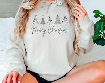 Merry Christmas tree Hoodie, Merry Christmas Hoodie, Christmas Tree Hoodie, Ladies Merry Christmas Hoodie, Women Holiday Hoodie,New Year Tee