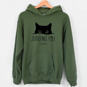 Black Cat Hoodie, Judging You Silently Hoodie, Cute Cat Hoodie, Cat Peeking Hoodie, Womens Funny Hoodie, Gifts for Cats Lover, Cat Mom Bild 4