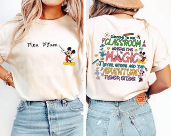 Comfort Colors® Custom Teacher Shirt, Disney School Teacher Shirt,Personalized Disney Teacher Shirt,Mickey Mouse Custom Name Magical Teacher