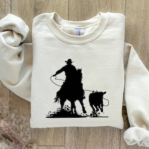 Cowboy Roping Western Sweatshirt, Rodeo Cowboy Calf Roper Sweatshirt, Western Cowboy Sweatshirt, Western Riding Rodeo Sweatshirt