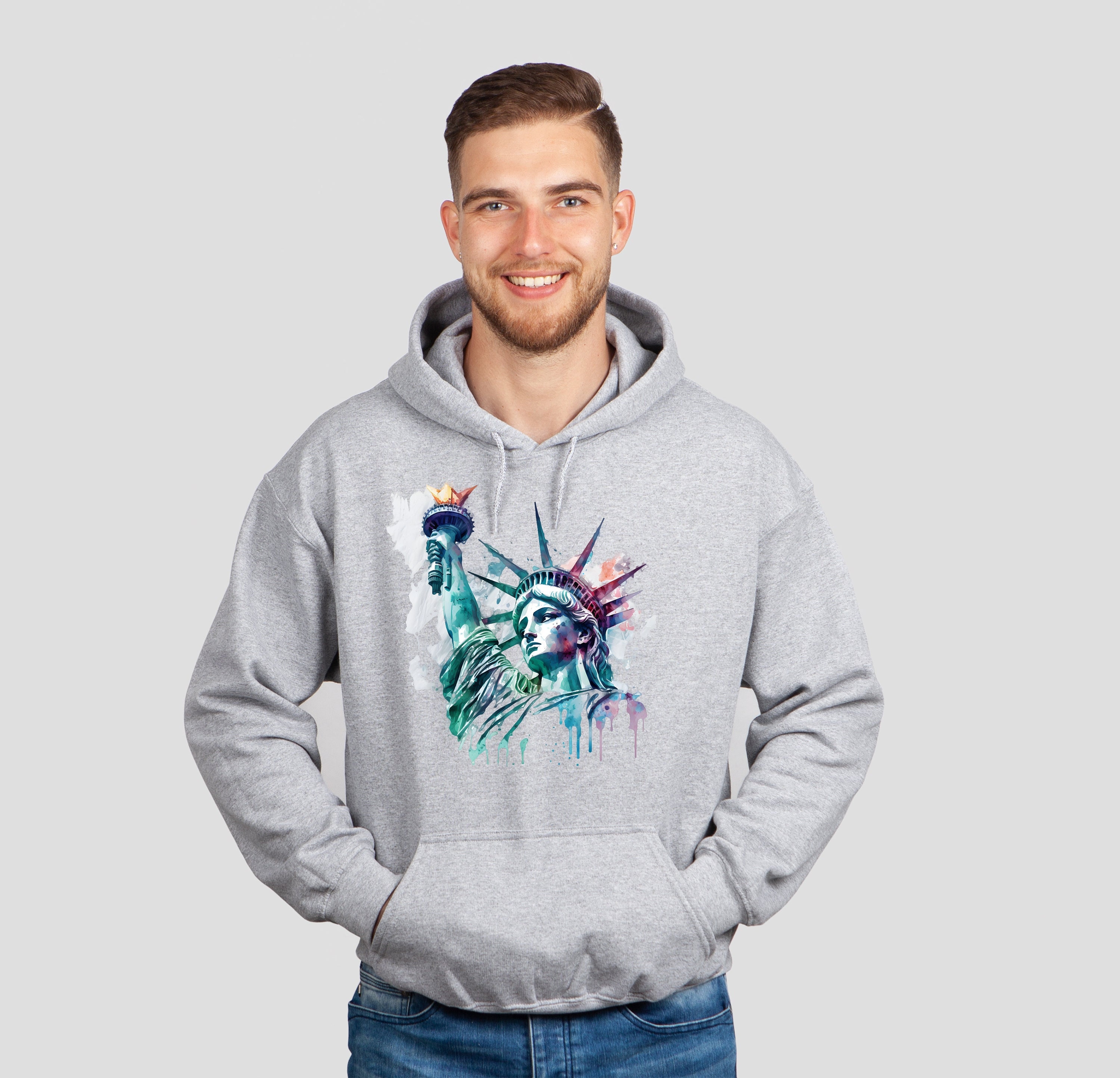 The Statue of Liberty Printed Sweatshirt Hoodie Watercolor - Etsy