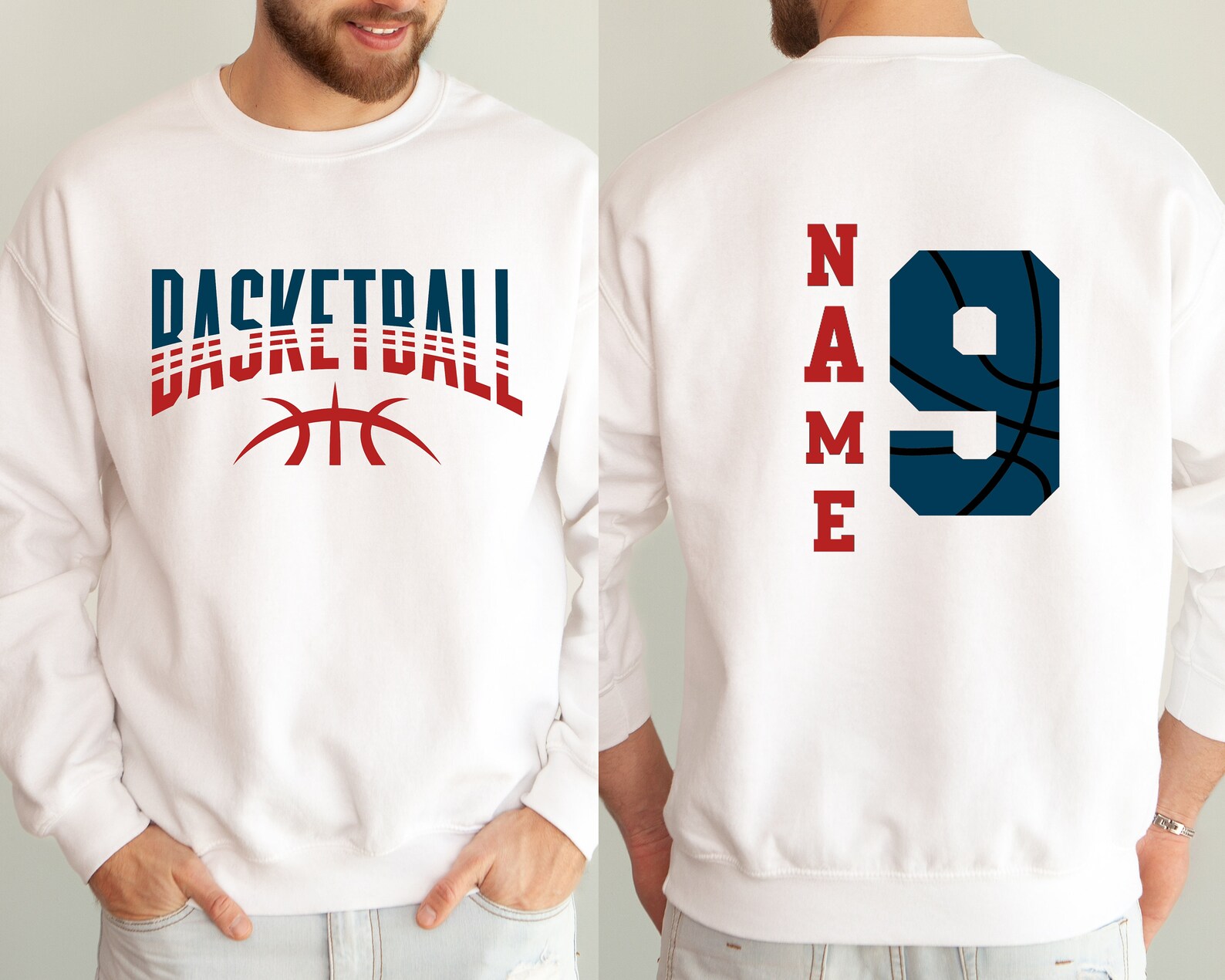 Basketball Player Number Team Name Sweatshirt Basketball Etsy