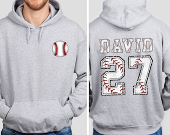 Two-sided Baseball Hoodie With Custom Number and Name,  Baseball Mom Hoodie, Sports Hoodie, Personalized Baseball Gifts Baseball Team Hoodie