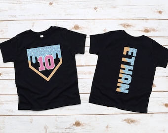 10th Birthday Baseball Shirt Boy, Baseball Birthday Shirt, Ice Cream Drip Tee, Personalized Baseball Drip Shirt, Custom Kid Birthday T Shirt
