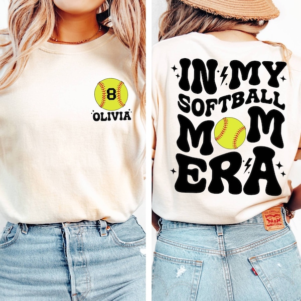 Comfort Colors® personalizado en mi camisa de la era de mamá de softbol, camisa de mamá de softbol, camisa del día de la madre, día del juego de softbol, temporada de softbol de mamá deportiva