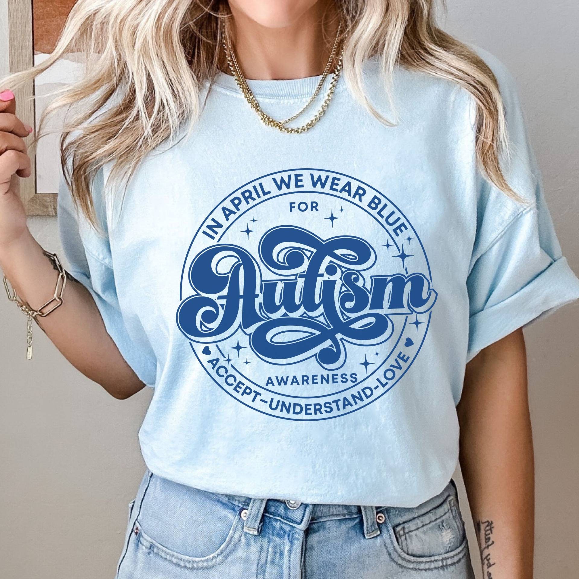In April We Wear Blue Comfort Colors Shirt, Autism Awareness Shirt,  April We Wear Blue, Autism Awareness Shirt, Autism  Month Autism Group