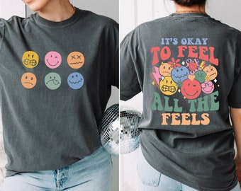 Comfort Colors® Autism Awareness Shirt, Mental Health Shirt, Speech Therapy Shirt, It's Okay To Feel All The Feels, Inclusion Shirt