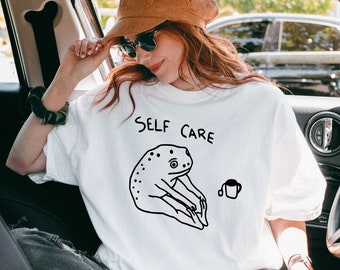 Comfort Colors Funny Frog Self Care Shirt, Mental Health Shirt, Funny Frog Shirt, Cottagecore Frog Shirt, Positive Vibe Shirt,Gift For Her