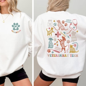 Custom Vet Assistant Sweatshirt, Retro Groovy Vet Tech Sweater, Animal Doctor Gift, Dog Lover Sweatshirt, Doctor Gift, Nurse Vet Sweatshirt