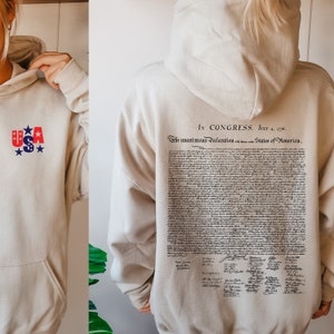 Declaration of Independence sweatshirt, Hoodie, Patriotic, 4th of July, US Constitution tee, United States of America Congress 1776,