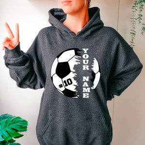 Personalized Soccer Player Hoodie, Custom Soccer Ball Name Hoodie, Soccer Player Hoodie, Soccer Lover Hoodie, Custom Soccer Ball Mom Hoodie