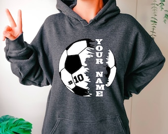 Personalized Soccer Player Hoodie, Custom Soccer Ball Name Hoodie, Soccer Player Hoodie, Soccer Lover Hoodie, Custom Soccer Ball Mom Hoodie