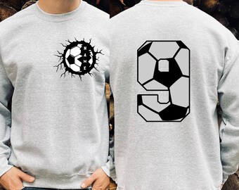 Sudadera personalizada para jugador de fútbol, camiseta con nombre y número del balón de fútbol, camiseta del día del partido de fútbol, camiseta, regalo para amantes del fútbol, regalo para ella, él