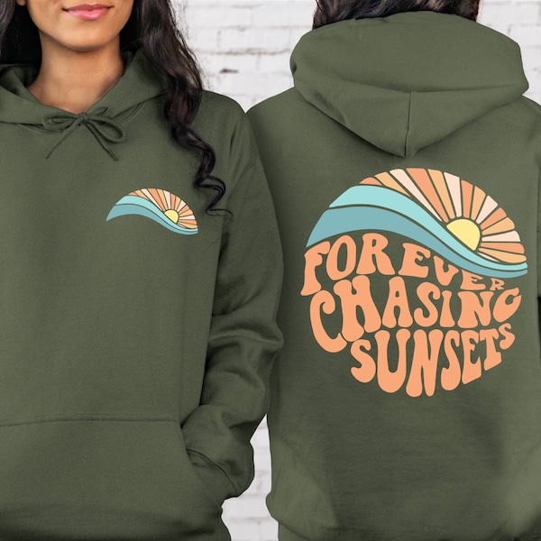 Forever Chasing Sunsets Hoodie,Summer Hoodie,Retro Sunsets Hoodie,Girls Trip Hoodie,Family Vacation Gift,Beach Hoodie,Tropical Summer Hoodie