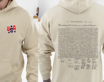 Declaration of Independence sweatshirt, Hoodie, Patriotic, 4th of July, US Constitution tee, United States of America Congress 1776,