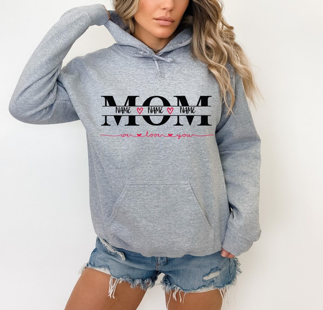 Personalized Mom Hoodie With Kid's Names, Custom Mother's Day Hoodie
