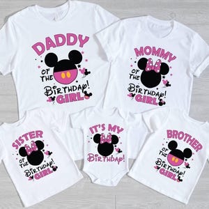 Custom Mouse Birthday Girl Family Shirt, Personalized Happy Birthday Shirt, Birthday Squad Shirt, Mini Mouse Shirt Family Birthday Girl Tee