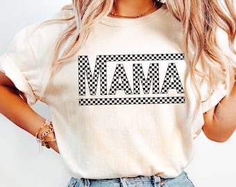 Comfort Colors® Checkered Mama Shirt,  Mothers Day Shirt, Gift For Mama, Mama Shirt, Mama Shirt, Retro Mama Hoodie, New Mom Gift, Trendy Mom