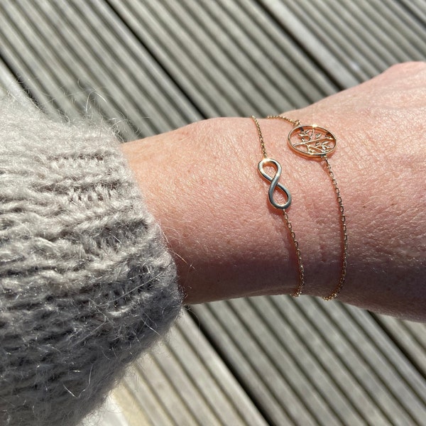 Bracelet plaqué or infini, bijou doré signe de l'infini, cadeau pour elle femme