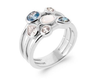 Vergelding Integratie Fonkeling Silver Ring With Blue Colored Stones Gift Idea for Woman - Etsy