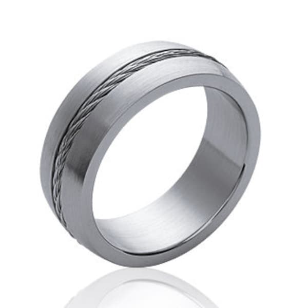 bague acier inoxydable anneau câble cadeau pour homme