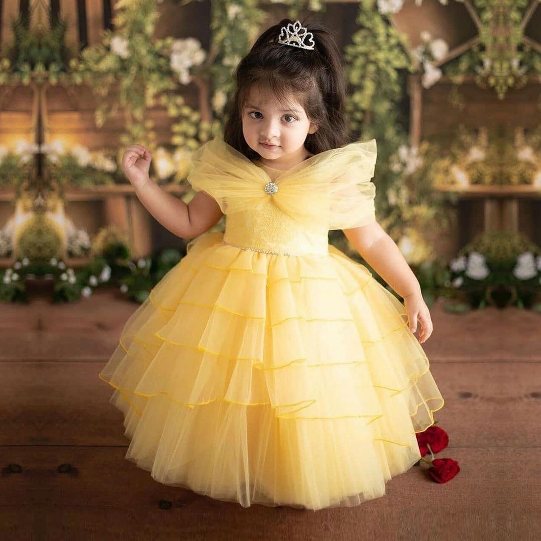 Buy Yelow organza birthday frock for baby girl | Nakshatra Kids | Dresses  for Baby Girls