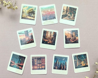 Holographic Mini Polaroid Style Stickers: Lofi Vibe (4 or 10-pk)