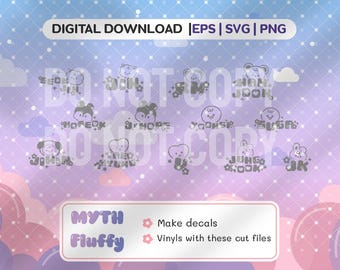 kpop svg Bantan Name pixel svg, png,eps  / Vector files