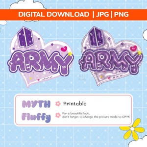 Armée nom 3D Kpop PNG : autocollants numériques et décalcomanie (fichier numérique)