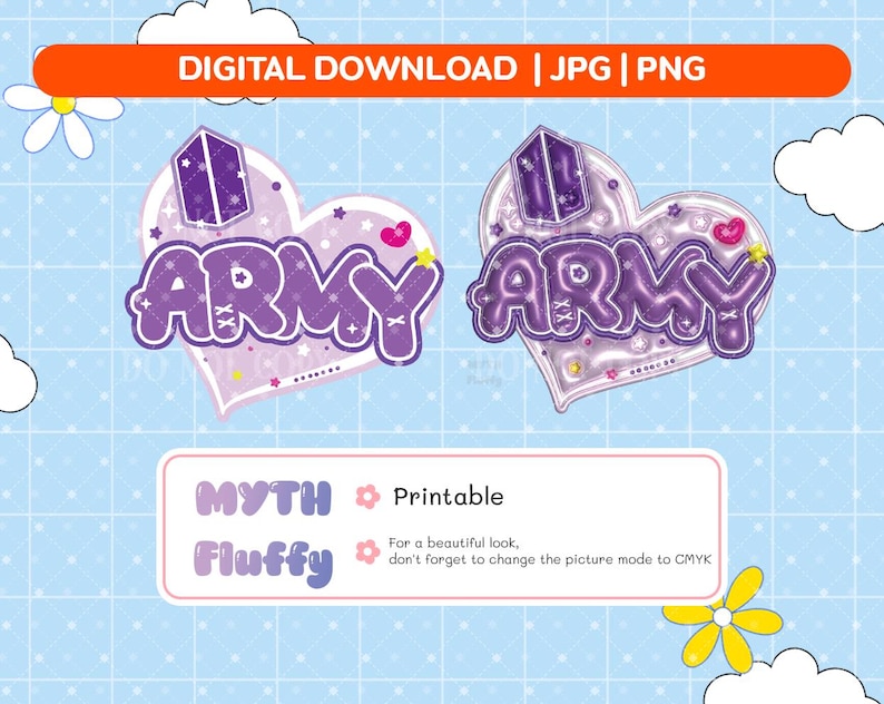 Army 3D Name Kpop PNG: Digital Stickers & Decal (Digital File) image 1