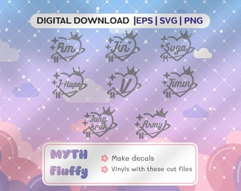 Bantan kpop  - Heart Sticker Decal  lightstick kpop  svg, png,eps (digital file)