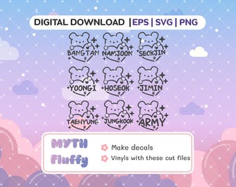 Adesivo Bangtan Bear Decal lightstick kpop svg, png, eps / File vettoriali