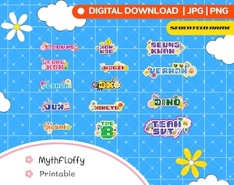 Nazwa Kpop Seventeen | Wydrukuj rozdanie / jpg png