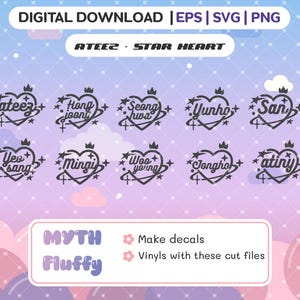 Kpop Ateez  | star heart Lightstick Decals / Vector files / Svg Eps Png
